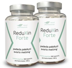 Reduxin Forte maisto papildas, padedantis numesti svorį, 2 buteliukai po 180 kapsulių.